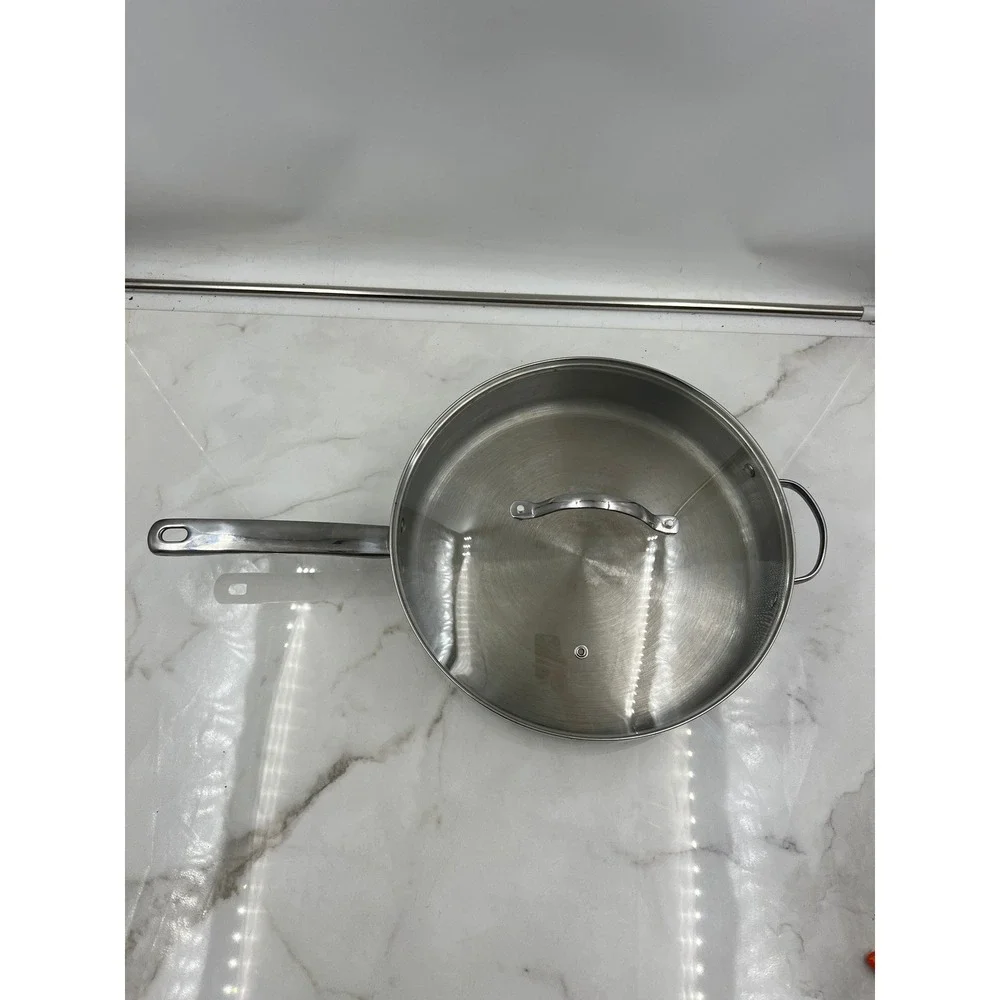 Tools of the Trade Basics 12 Inch 5QT Stainless Steel Saute Pan with Glass Lid